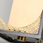 Traditional Chinese Copper Glass Cylinder Carved Auspicious Cloud LED Pendant Light For Bedside
