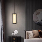 Traditional Chinese Copper Glass Cylinder Carved Auspicious Cloud LED Pendant Light For Bedside