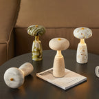 Traditional Japanese Rechargeable Marble Pattern Acrylic Column LED Table Lamp For Bedside Lumendat
