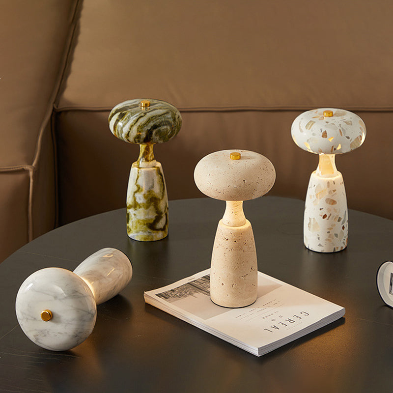 Traditional Japanese Rechargeable Marble Pattern Acrylic Column LED Table Lamp For Bedside Lumendat