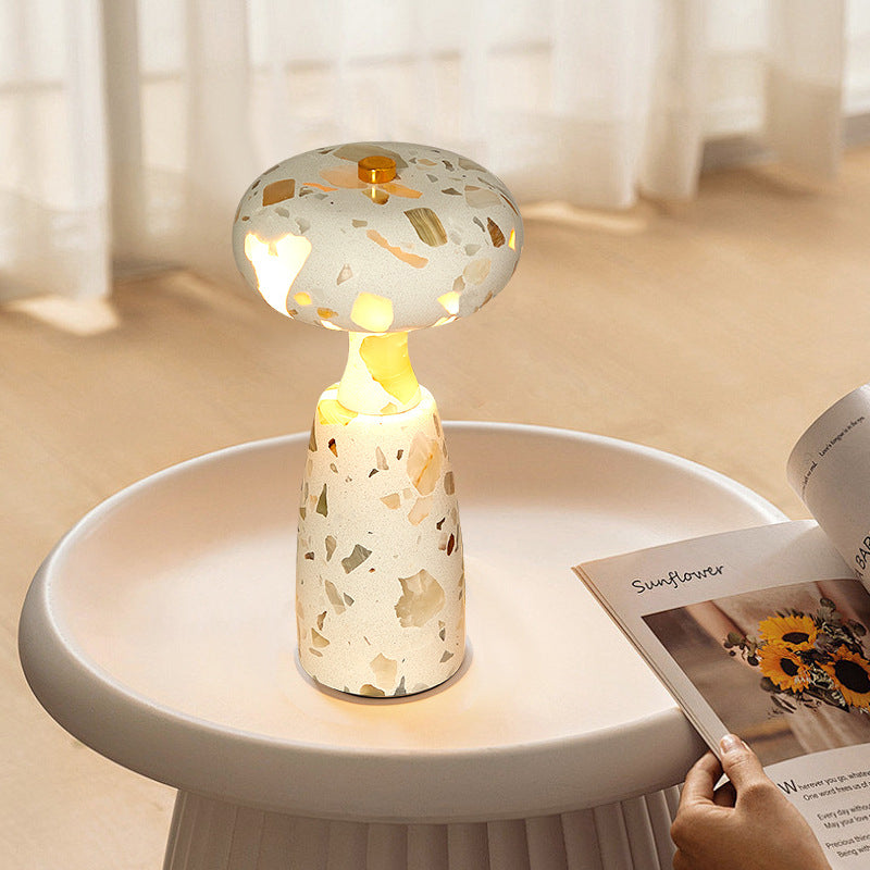 Traditional Japanese Rechargeable Marble Pattern Acrylic Column LED Table Lamp For Bedside Lumendat