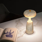 Traditional Japanese Rechargeable Marble Pattern Acrylic Column LED Table Lamp For Bedside Lumendat