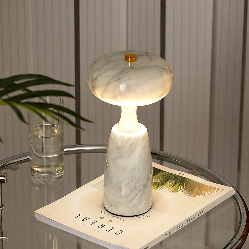 Traditional Japanese Rechargeable Marble Pattern Acrylic Column LED Table Lamp For Bedside Lumendat