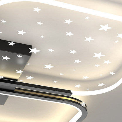 Contemporary Nordic Aluminum Iron Acrylic Four Leaf Clover Starry Star LED Semi-Flush Mount Ceiling Light For Bedroom