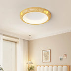 Contemporary Retro Kids Round Star Iron Acrylic LED Flush Mount Ceiling Light For Bedroom