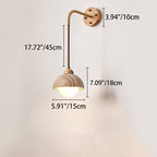 Traditional Japanese Travertine Wood Cylinder Conic Bowl Pull Switch 1-Light Wall Sconce Lamp For Bedside