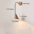 Traditional Japanese Travertine Wood Cylinder Conic Bowl Pull Switch 1-Light Wall Sconce Lamp For Bedside