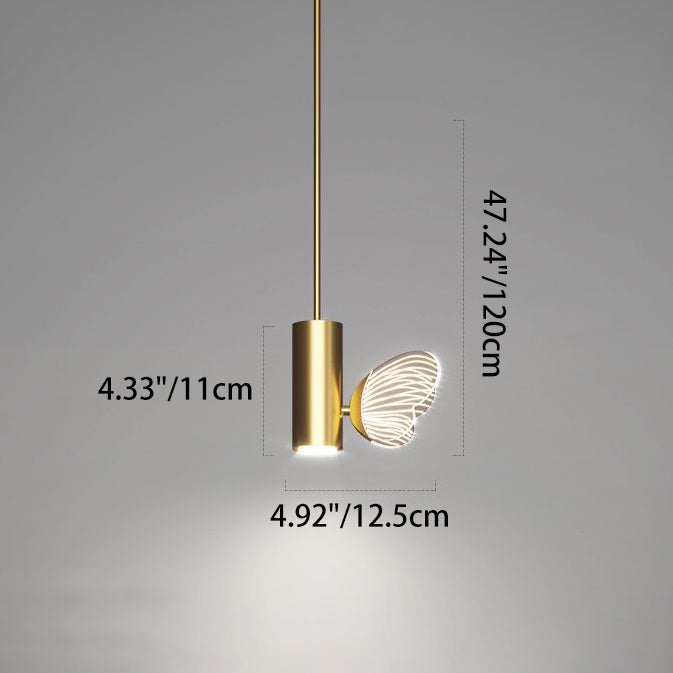 Contemporary Nordic Iron Aluminum Acrylic Cylinder Butterfly LED Pendant Light for Bedside