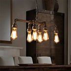 Contemporary Industrial Iron Water Pipe 6-light Chandeliers for Dining Room Lumendat