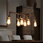 Contemporary Industrial Iron Water Pipe 6-light Chandeliers for Dining Room Lumendat