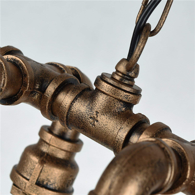 Contemporary Industrial Iron Water Pipe 6-light Chandeliers for Dining Room