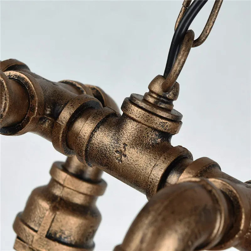 Contemporary Industrial Iron Water Pipe 6-light Chandeliers for Dining Room Lumendat