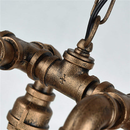 Contemporary Industrial Iron Water Pipe 6-light Chandeliers for Dining Room