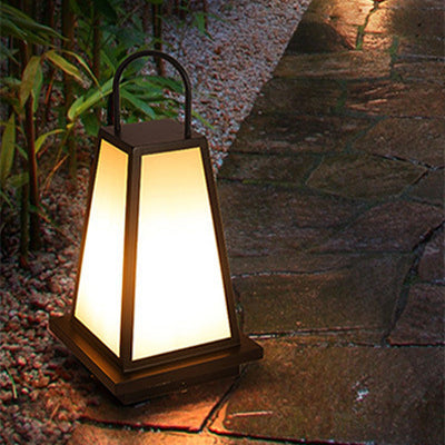 Traditional Japanese Solar Waterproof Stainless Steel Acrylic Trapezoidal Honeycombed Lantern LED Outdoor Light Landscape Lighting For Garden Lumendat