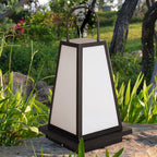 Traditional Japanese Solar Waterproof Stainless Steel Acrylic Trapezoidal Honeycombed Lantern LED Outdoor Light Landscape Lighting For Garden Lumendat