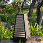 Traditional Japanese Solar Waterproof Stainless Steel Acrylic Trapezoidal Honeycombed Lantern LED Outdoor Light Landscape Lighting For Garden Lumendat