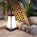 Traditional Japanese Solar Waterproof Stainless Steel Acrylic Trapezoidal Honeycombed Lantern LED Outdoor Light Landscape Lighting For Garden Lumendat