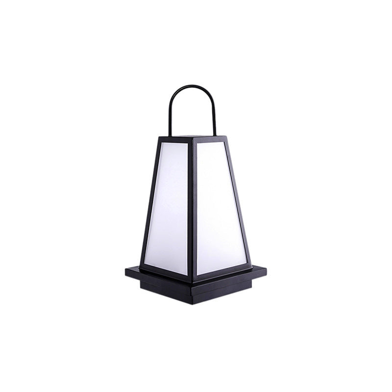 Traditional Japanese Solar Waterproof Stainless Steel Acrylic Trapezoidal Honeycombed Lantern LED Outdoor Light Landscape Lighting For Garden Lumendat
