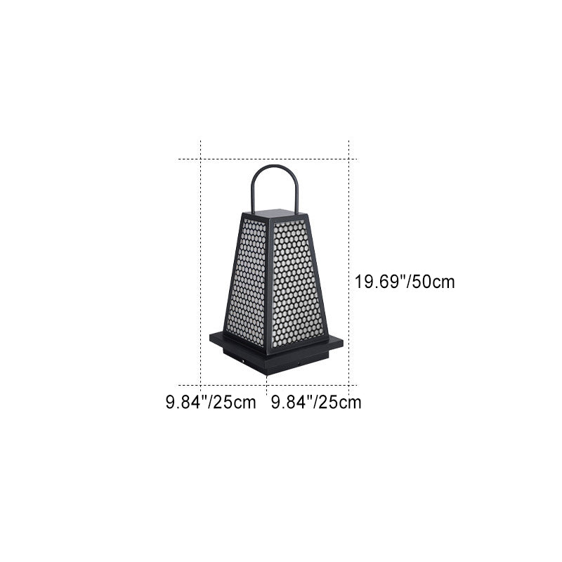 Traditional Japanese Solar Waterproof Stainless Steel Acrylic Trapezoidal Honeycombed Lantern LED Outdoor Light Landscape Lighting For Garden Lumendat