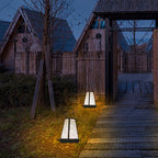 Traditional Japanese Solar Waterproof Stainless Steel Acrylic Trapezoidal Honeycombed Lantern LED Outdoor Light Landscape Lighting For Garden Lumendat
