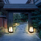 Traditional Japanese Solar Waterproof Stainless Steel Acrylic Trapezoidal Honeycombed Lantern LED Outdoor Light Landscape Lighting For Garden Lumendat