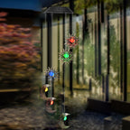 Contemporary Boho Solar Waterproof ABS Metal Moon Sun Star Decoration Wind Chime Hanging LED Outdoor Light Landscape Lighting For Outdoor Patio Lumendat