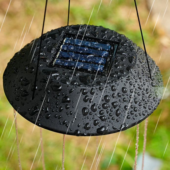 Contemporary Boho Solar Waterproof ABS Metal Moon Sun Star Decoration Wind Chime Hanging LED Outdoor Light Landscape Lighting For Outdoor Patio Lumendat