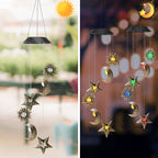 Contemporary Boho Solar Waterproof ABS Metal Moon Sun Star Decoration Wind Chime Hanging LED Outdoor Light Landscape Lighting For Outdoor Patio Lumendat