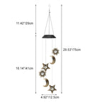 Contemporary Boho Solar Waterproof ABS Metal Moon Sun Star Decoration Wind Chime Hanging LED Outdoor Light Landscape Lighting For Outdoor Patio Lumendat