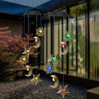 Contemporary Boho Solar Waterproof ABS Metal Moon Sun Star Decoration Wind Chime Hanging LED Outdoor Light Landscape Lighting For Outdoor Patio Lumendat