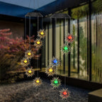 Contemporary Boho Solar Waterproof ABS Metal Moon Sun Star Decoration Wind Chime Hanging LED Outdoor Light Landscape Lighting For Outdoor Patio Lumendat