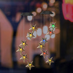Contemporary Boho Solar Waterproof ABS Metal Moon Sun Star Decoration Wind Chime Hanging LED Outdoor Light Landscape Lighting For Outdoor Patio Lumendat