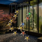 Contemporary Boho Solar Waterproof ABS Metal Moon Sun Star Decoration Wind Chime Hanging LED Outdoor Light Landscape Lighting For Outdoor Patio Lumendat
