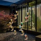 Contemporary Boho Solar Waterproof ABS Metal Moon Sun Star Decoration Wind Chime Hanging LED Outdoor Light Landscape Lighting For Outdoor Patio Lumendat