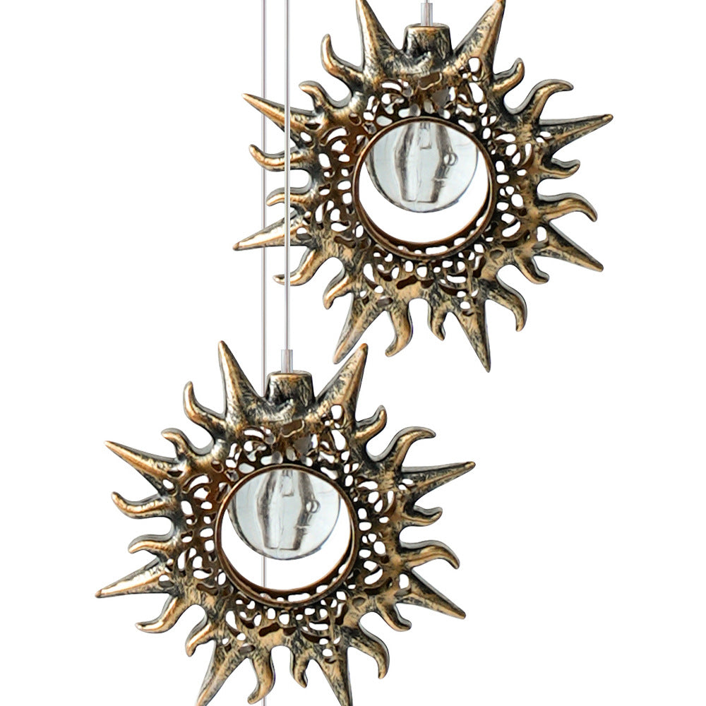 Contemporary Boho Solar Waterproof ABS Metal Moon Sun Star Decoration Wind Chime Hanging LED Outdoor Light Landscape Lighting For Outdoor Patio Lumendat