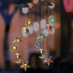 Contemporary Boho Solar Waterproof ABS Metal Moon Sun Star Decoration Wind Chime Hanging LED Outdoor Light Landscape Lighting For Outdoor Patio Lumendat