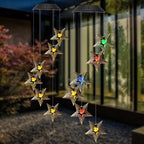 Contemporary Boho Solar Waterproof ABS Metal Moon Sun Star Decoration Wind Chime Hanging LED Outdoor Light Landscape Lighting For Outdoor Patio Lumendat