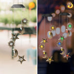Contemporary Boho Solar Waterproof ABS Metal Moon Sun Star Decoration Wind Chime Hanging LED Outdoor Light Landscape Lighting For Outdoor Patio Lumendat
