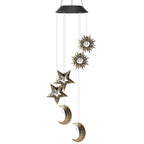 Contemporary Boho Solar Waterproof ABS Metal Moon Sun Star Decoration Wind Chime Hanging LED Outdoor Light Landscape Lighting For Outdoor Patio Lumendat