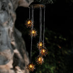 Contemporary Boho Solar Waterproof ABS Metal Moon Sun Star Decoration Wind Chime Hanging LED Outdoor Light Landscape Lighting For Outdoor Patio Lumendat