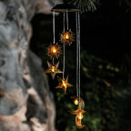 Contemporary Boho Solar Waterproof ABS Metal Moon Sun Star Decoration Wind Chime Hanging LED Outdoor Light Landscape Lighting For Outdoor Patio Lumendat