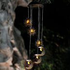 Contemporary Boho Solar Waterproof ABS Metal Moon Sun Star Decoration Wind Chime Hanging LED Outdoor Light Landscape Lighting For Outdoor Patio Lumendat