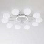 Contemporary Nordic Iron PVC Cotton Pumpkin 6/8/10 Light Semi-Flush Mount Ceiling Fan Light For Bedroom