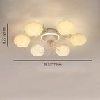 Contemporary Nordic Iron PVC Cotton Pumpkin 6/8/10 Light Semi-Flush Mount Ceiling Fan Light For Bedroom