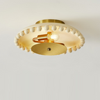 Traditional French Resin Metal Bowl Round Ball 2-Light Semi-Flush Mount Ceiling Light For Hallway