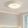 Contemporary Scandinavian Iron PE HIPS Round Cookie Texture LED Flush Mount Ceiling Light For Bedroom