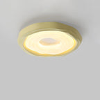 Contemporary Scandinavian Iron PE HIPS Round Cookie Texture LED Flush Mount Ceiling Light For Bedroom