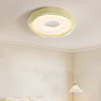 Contemporary Scandinavian Iron PE HIPS Round Cookie Texture LED Flush Mount Ceiling Light For Bedroom