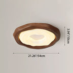 Contemporary Scandinavian Iron PE Round Imitation Cookie Wood Grain LED Flush Mount Ceiling Light For Bedroom