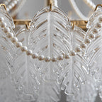 Traditional French Iron Glass Pearl Leaf 5/6/8 Light Semi-Flush Mount Ceiling Light For Bedroom